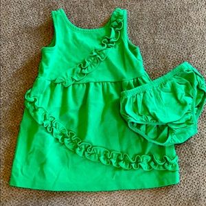 Green Ruffle Dress with bloomers